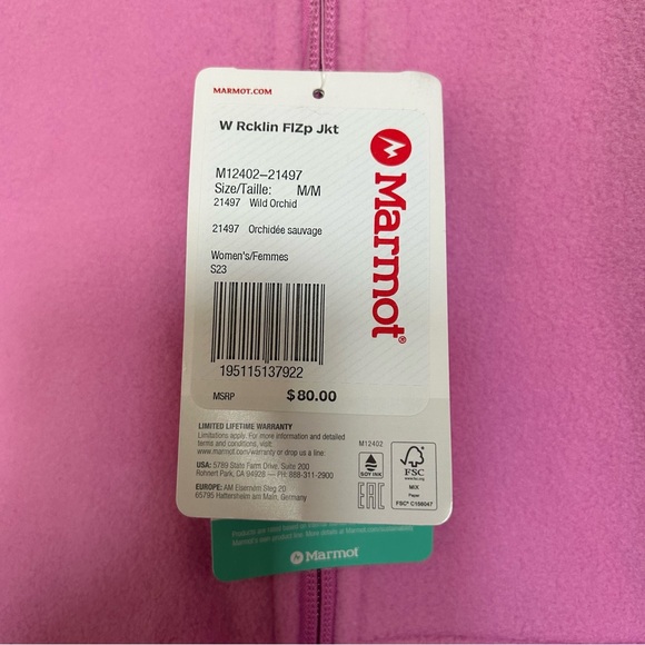 Marmot Rocklin Full Zip Jacket Women's Medium in Wild Orchid (Bright Pink) - Picture 3 of 7